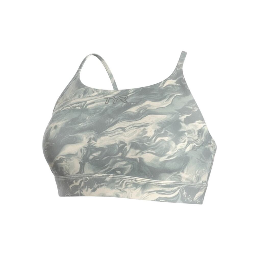 TYR Base Kinetic High Neck Sports Bra Aqueous Marble XL Athleisure